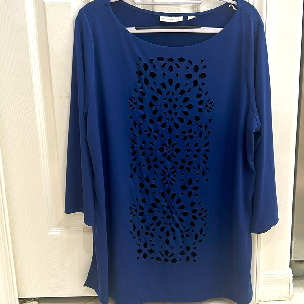 Blue Mid-Sleeve Designer Shirt